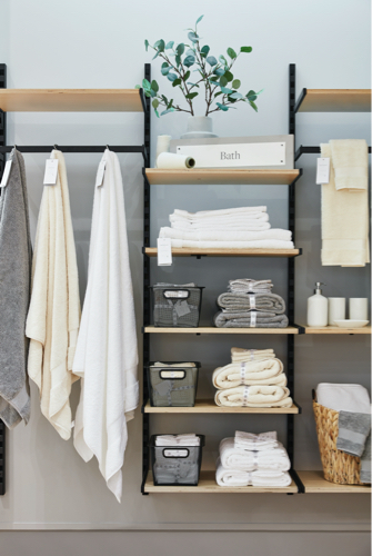 rack of towels