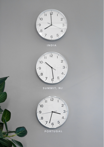 clocks on boll and branch office wall