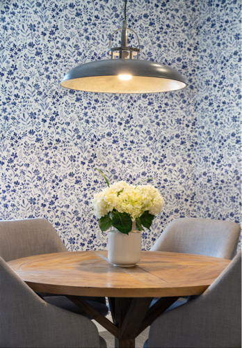 kitchen table with overhead lamp