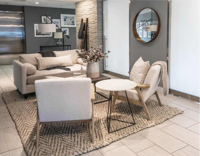 boll and branch store with living room set